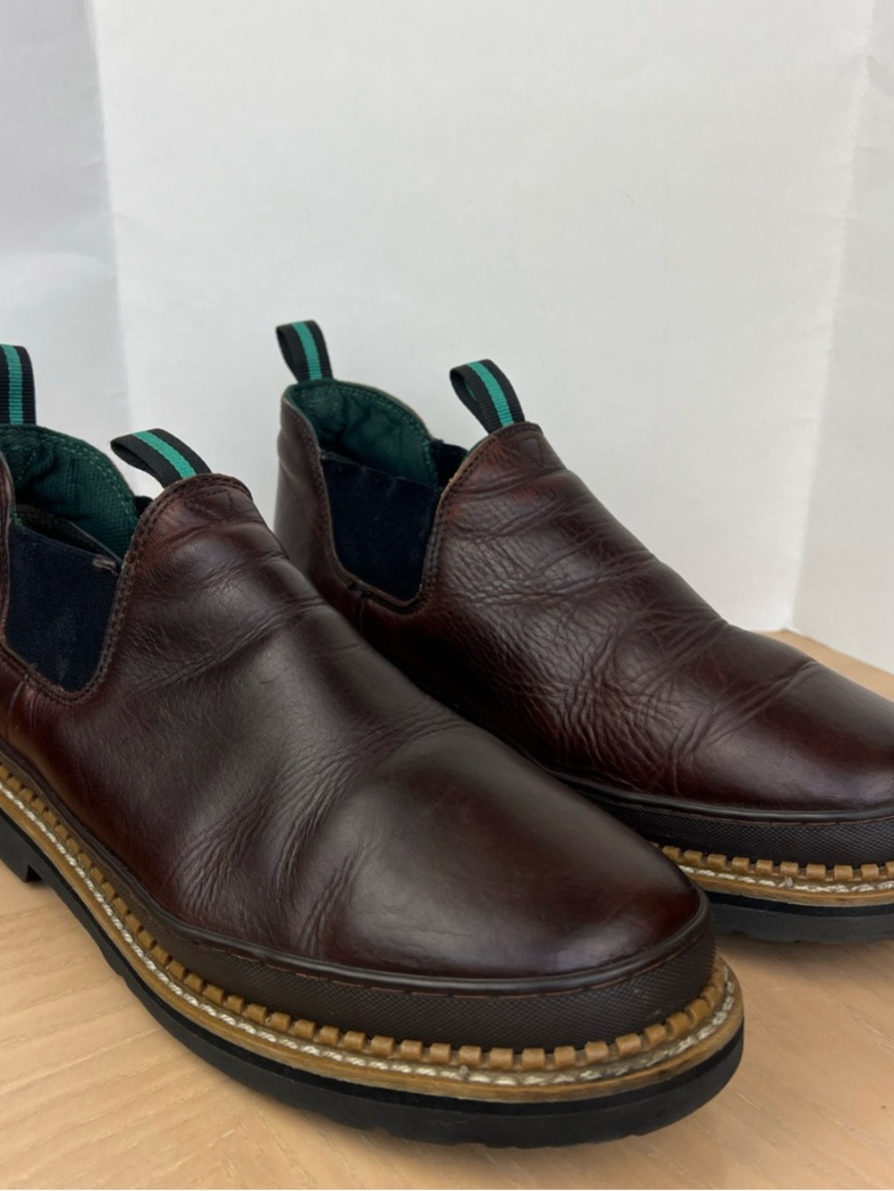 Men's Georgia Giant Wedge Romeo Work Brown Leather Slip-On Shoes Ankle Boot